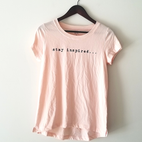 Hue Pink 'Stay Inspired...' Tee, Size S - Picture 1 of 4